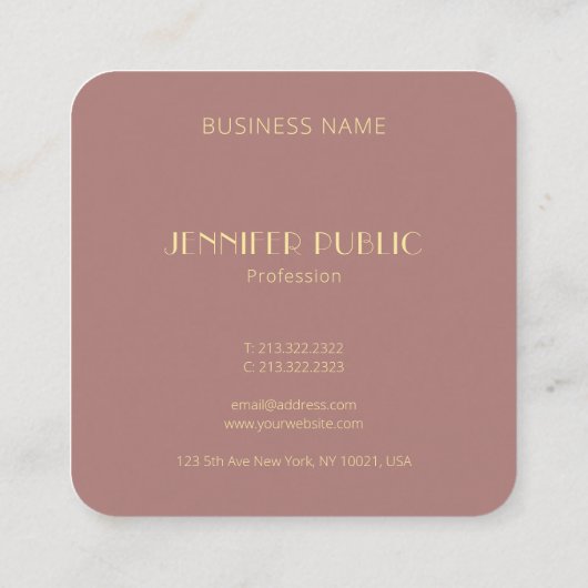 エレガントテンプレートモダン金ゴールドモノグラムの贅沢 スクエア名刺 (裏面)