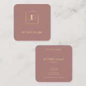 エレガントテンプレートモダン金ゴールドモノグラムの贅沢 スクエア名刺 (正面/裏面)