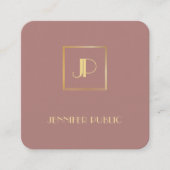 エレガントテンプレートモダン金ゴールドモノグラムの贅沢 スクエア名刺 (正面)