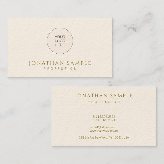 エレガントテンプレートモダン金ゴールドルック文字 名刺 (正面/裏面)