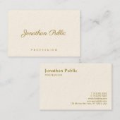 エレガントテンプレートモダン金ゴールド文字シグネチャークリーム 名刺 (正面/裏面)