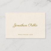 エレガントテンプレートモダン金ゴールド文字シグネチャークリーム 名刺 (正面)