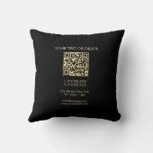 エレガントテンプレートモダンQRコードブラックおよび金ゴールド クッション (裏面)