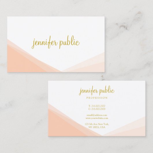 エレガントテンプレート手書き金ゴールド名スクリプト 名刺 (正面/裏面)