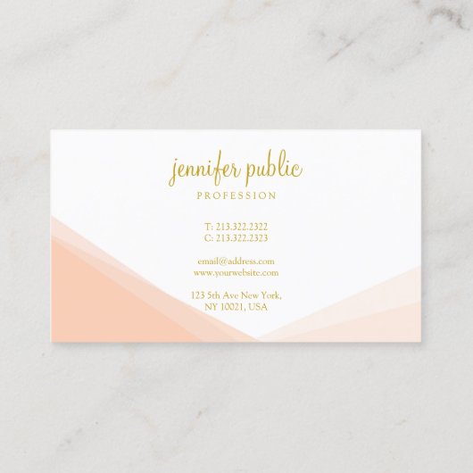 エレガントテンプレート手書き金ゴールド名スクリプト 名刺 (裏面)