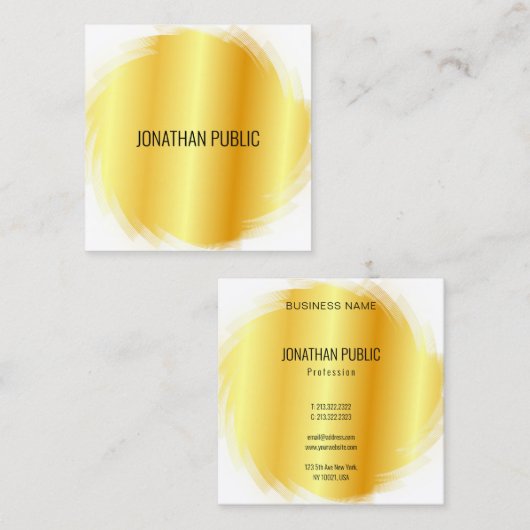 エレガントテンプレート金ゴールドルックモダンプロフェッショナル スクエア名刺 (正面/裏面)