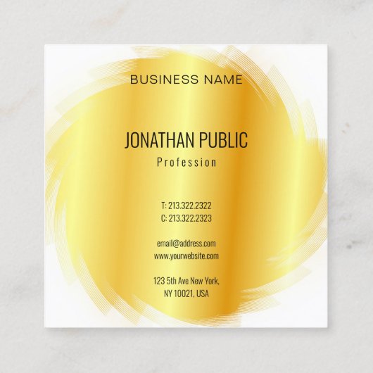 エレガントテンプレート金ゴールドルックモダンプロフェッショナル スクエア名刺 (裏面)