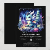 エレガントテーマドラゴン誕生日 招待状 (正面/裏面)