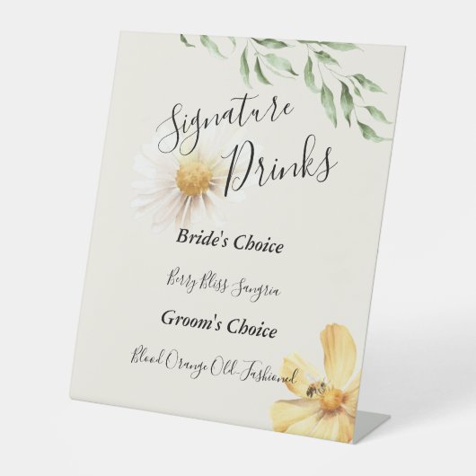 エレガントデイジーの結婚署名ドリンクの看板 台座サイン (正面)