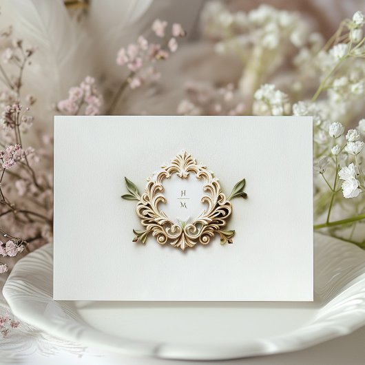 エレガントデイジーウェディングRSVPカード 招待状