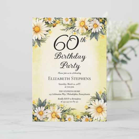 エレガントデイジーガーデンフローラ60th誕生日パーティー 招待状 (スタンド正面)
