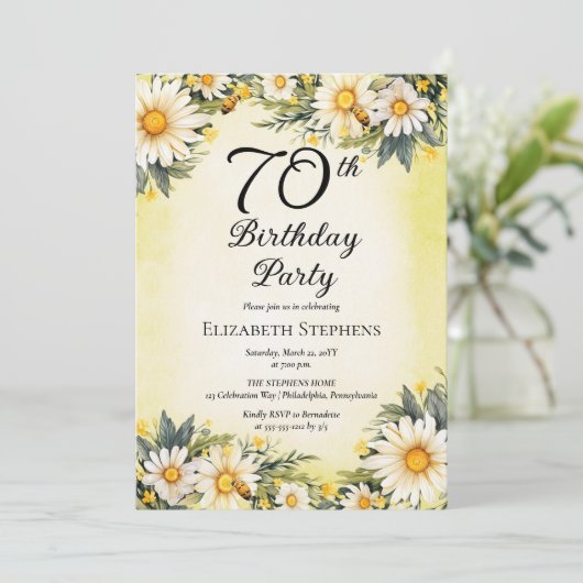 エレガントデイジーガーデンフローラ70th誕生日パーティー 招待状 (スタンド正面)