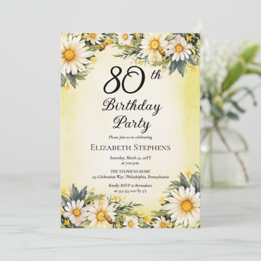 エレガントデイジーガーデンフローラ80thバースデーパーティー 招待状 (スタンド正面)