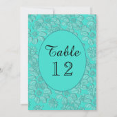 エレガントデイジーターコイズ結婚のテーブルNo Card 案内状 (裏面)