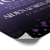 エレガントデイジーパープルグリッター結婚ズ・サンキュー ポスター (角)