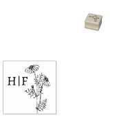 エレガントデイジーフラワーモノグラム結婚ズ ラバースタンプ (押印)