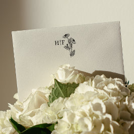 エレガントデイジーフラワーモノグラム結婚ズ ラバースタンプ