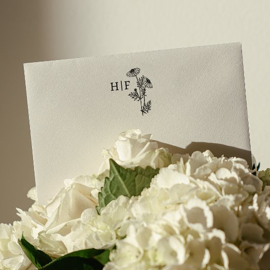 エレガントデイジーフラワーモノグラム結婚ズ ラバースタンプ