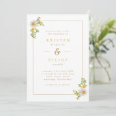 エレガントデイジーフレーム黄色と白結婚色 招待状 (スタンド正面)