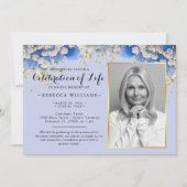 エレガントデイジーフローラ写真お祝いの生活 招待状 (正面)