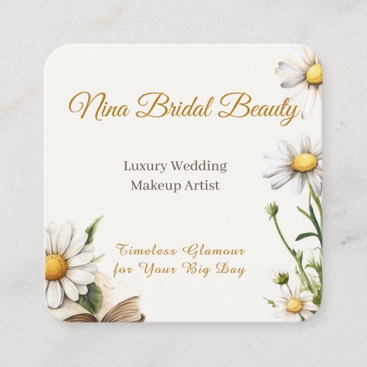 エレガントデイジーフローラ結婚のメイクアップアーティスト スクエア名刺 (正面)
