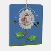 エレガントデイジーブルーフローラかわいいベビー写真&名前 セラミックオーナメント (右)