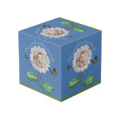 エレガントデイジーブルーフローラかわいいベビー写真&名前 フォトキューブ (裏面アングル)