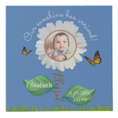 エレガントデイジーブルーフローラかわいいベビー写真&名前 フォトキューブ (正面)