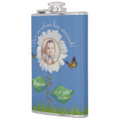 エレガントデイジーブルーフローラかわいいベビー写真&名前 フラスク (左)