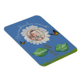 エレガントデイジーブルーフローラかわいいベビー写真&名前 マグネット (右側)