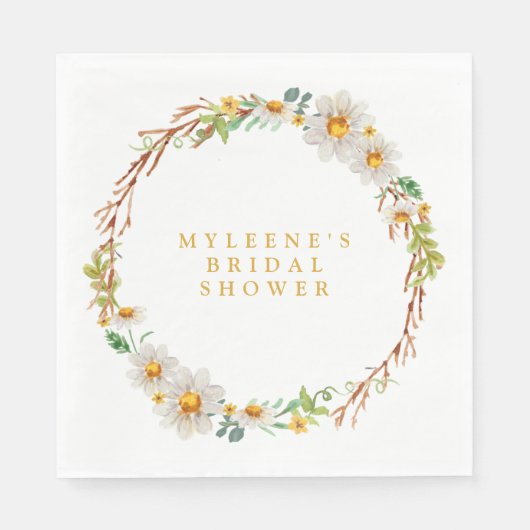 エレガントデイジーリースブライダルシャワー スタンダードランチョンナプキン (正面)