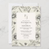 エレガントデイジーワイルドフラワー結婚式招待状 招待状 (正面)