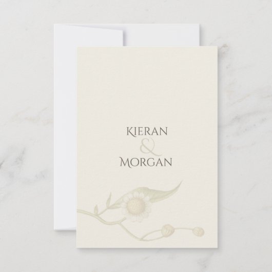 エレガントデイジーワイルドフラワーRSVP応答カード 出欠カード (裏面)