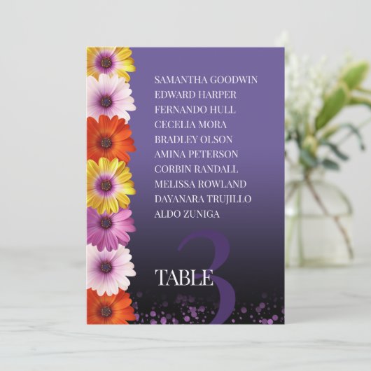 エレガントデイジー紫のグリッターの座席表 招待状 (スタンド正面)