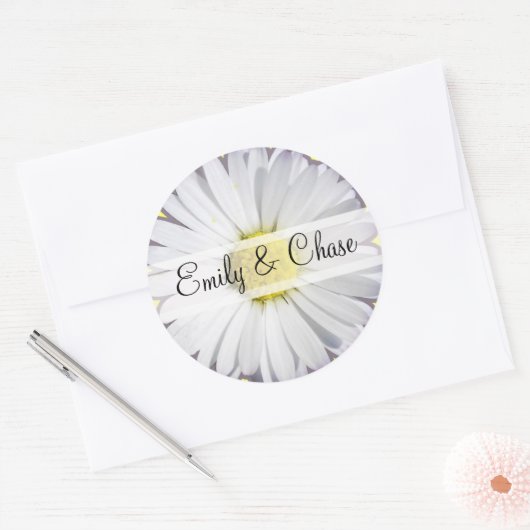 エレガントデイジー結婚式用シール ラウンドシール (封筒)