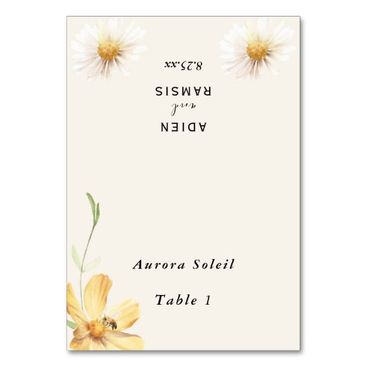 エレガントデイジー結婚折り畳み座席表 テーブルナンバー (正面)