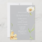 エレガントデイジー |グレー婚約パーティ招待状 招待状 (正面)