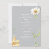 エレガントデイジー |グレー結婚のリハーサルディナー 招待状 (正面)