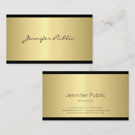 エレガントデザインお洒落金ゴールドプレーンプロフェッショナルルクセ 名刺 (正面/裏面)