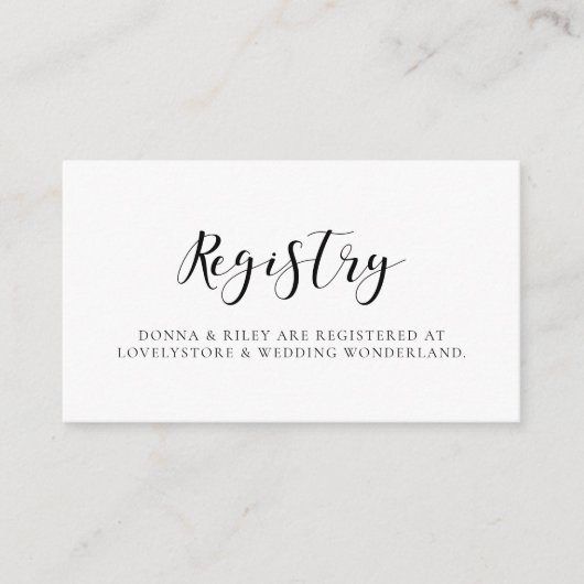 エレガントデザインの結婚レジストリカード エンクロージャーカード (正面)