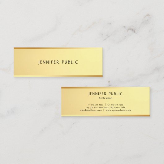 エレガントデザインシンプルグラマー金ゴールドテンプレートトレンディー スキニー名刺 (正面/裏面)