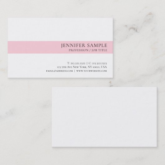 エレガントデザインシンプルピンクホワイトトレンディーデラックス 名刺 (正面/裏面)