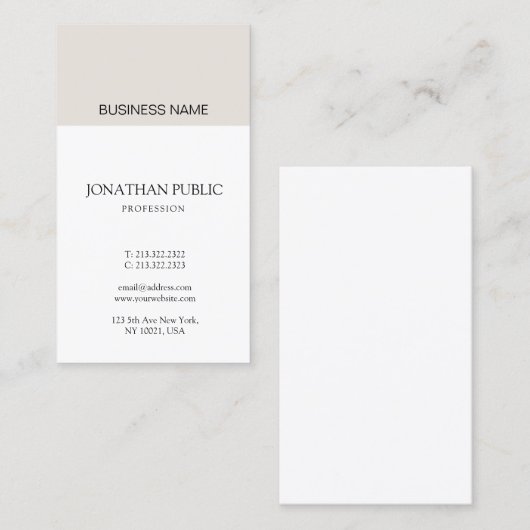 エレガントデザインシンプルプロフェッショナルベージュプレーン 名刺 (正面/裏面)