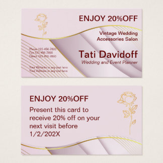 エレガントデザインソフトカラーピンク金ゴールド紹介カード