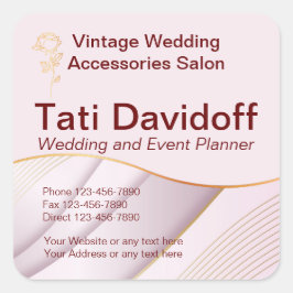 エレガントデザインソフトカラーピンク金ゴールド スクエアシール