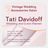 エレガントデザインソフトカラーピンク金ゴールド スクエアシール (正面)