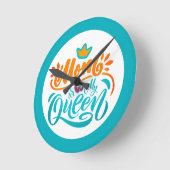 エレガントデザインタイポグラフィママはマイクイーン ラウンド壁時計 (傾斜)