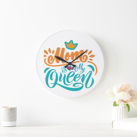 エレガントデザインタイポグラフィママはマイクイーン ラージ壁時計 (ホーム)