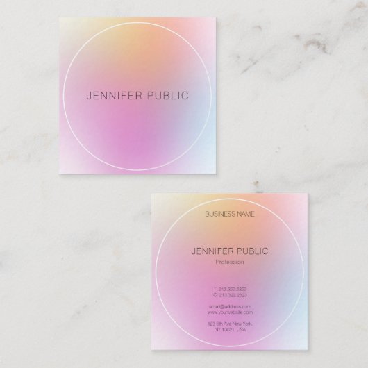 エレガントデザインテンプレートモダンカラフルトレンディー スクエア名刺 (正面/裏面)