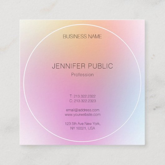 エレガントデザインテンプレートモダンカラフルトレンディー スクエア名刺 (裏面)